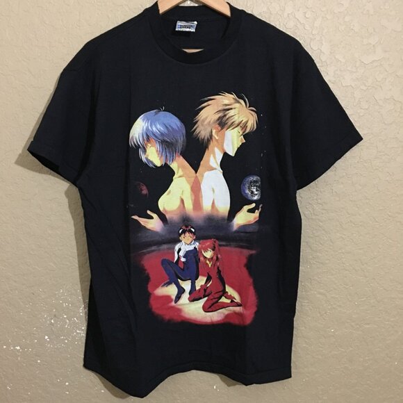 Screen Stars Other - Neon Genesis Evangelion T-Shirt Large (Tag XL) Black Single Stitch Modern